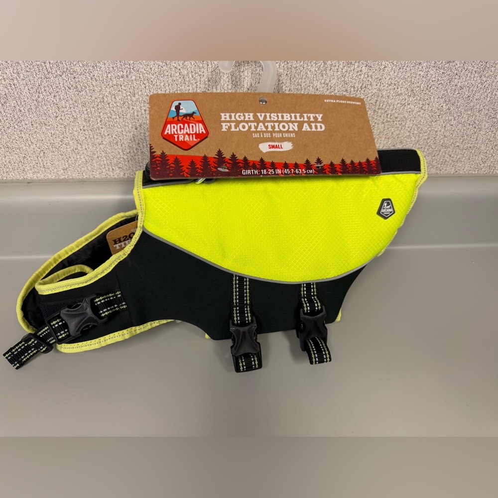 Arcadia Trail Flotation Dog Harness High Visibility NEW Size Small Yellow